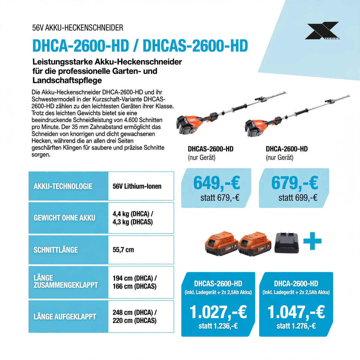 ECHO DHCA-2600-HD DHCAS-2600-HD 56V Akku-Heckenschneider - 649 Euro inkl. MwSt. - Gartentechnik Forster