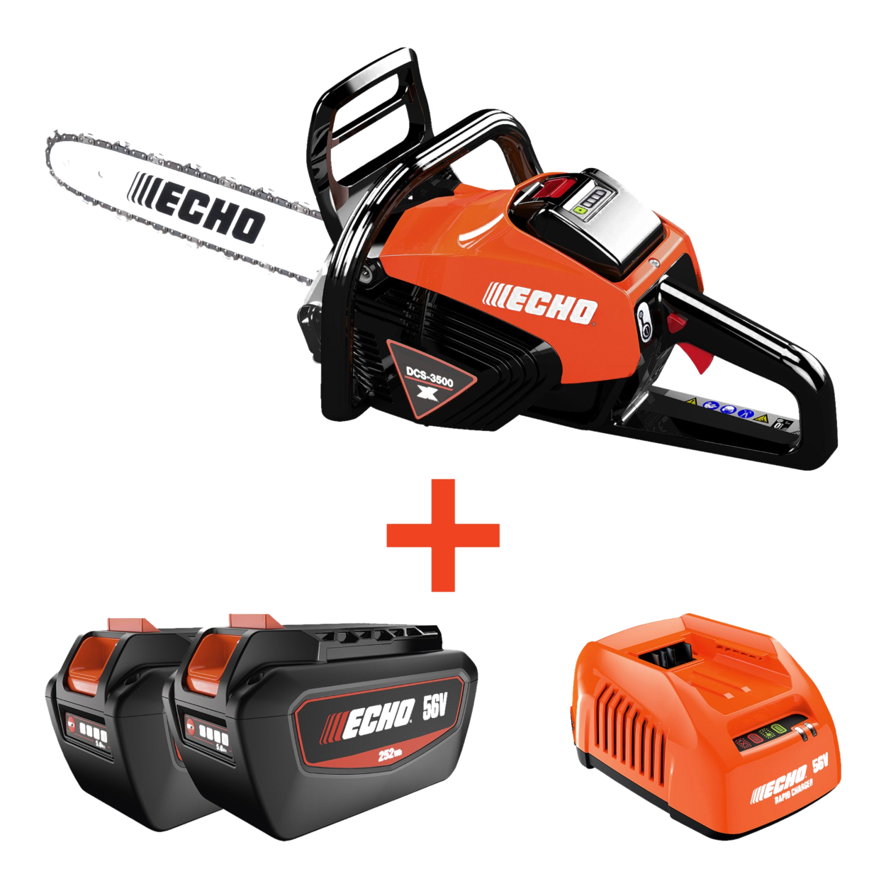 ECHO Akku-Kettensäge DCS-3500 SET - 56V, 2,9 kg, 35 cm, inkl. 2x 5Ah Akku + Lader