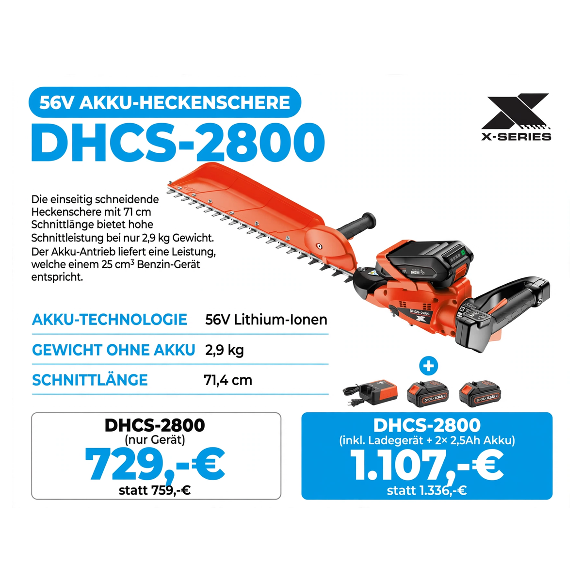ECHO DHCS-2800 56V Akku-Heckenschere - 2,9 kg 71,4 cm - 729 Euro - Gartentechnik Forster